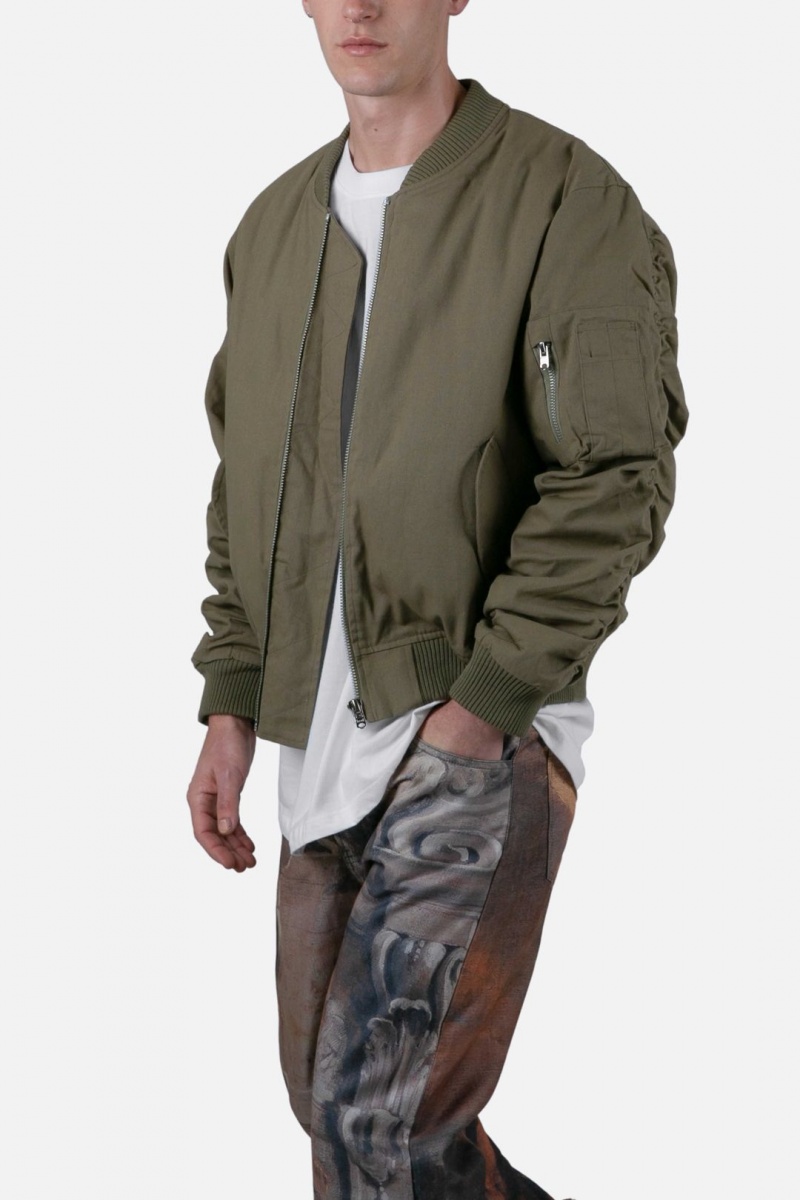 Mnml Ruched Bomber Jacket Jackets Olive | LY42-M4BU