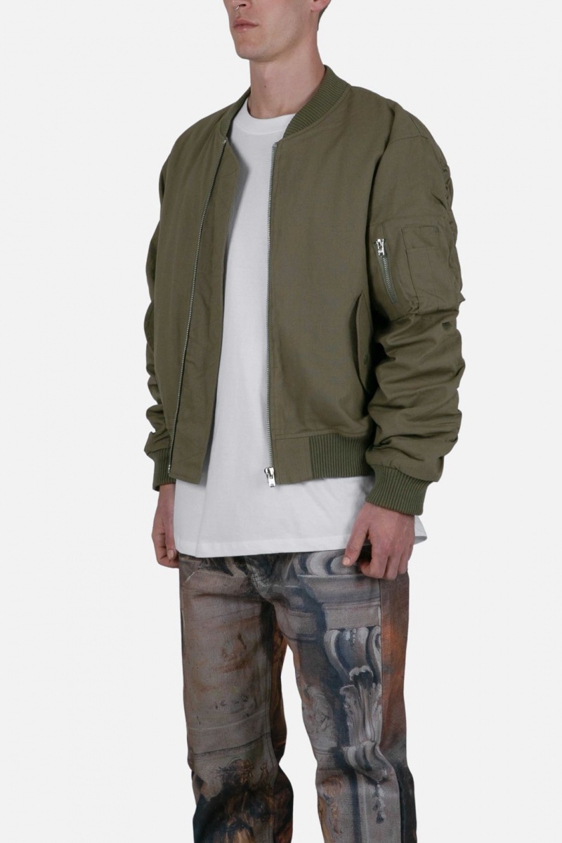 Mnml Ruched Bomber Jacket Jackets Olive | LY42-M4BU