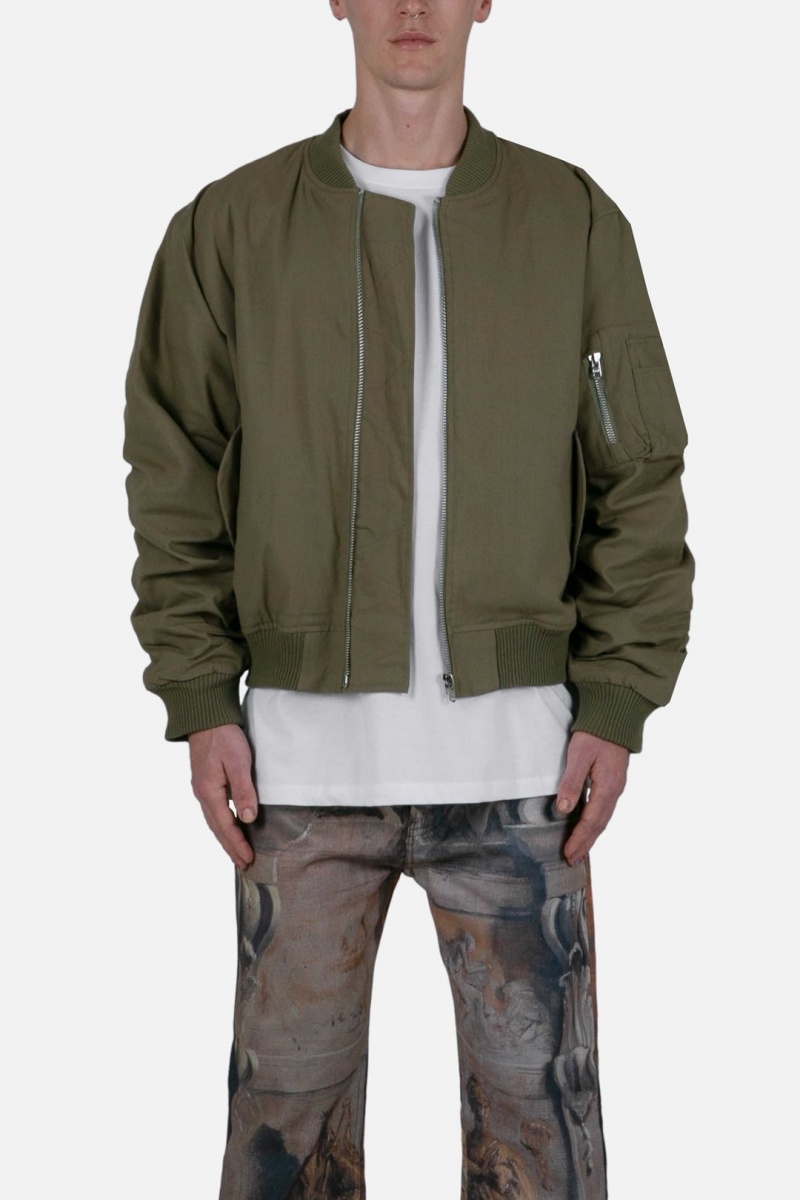 Mnml Ruched Bomber Jacket Jackets Olive | LY42-M4BU