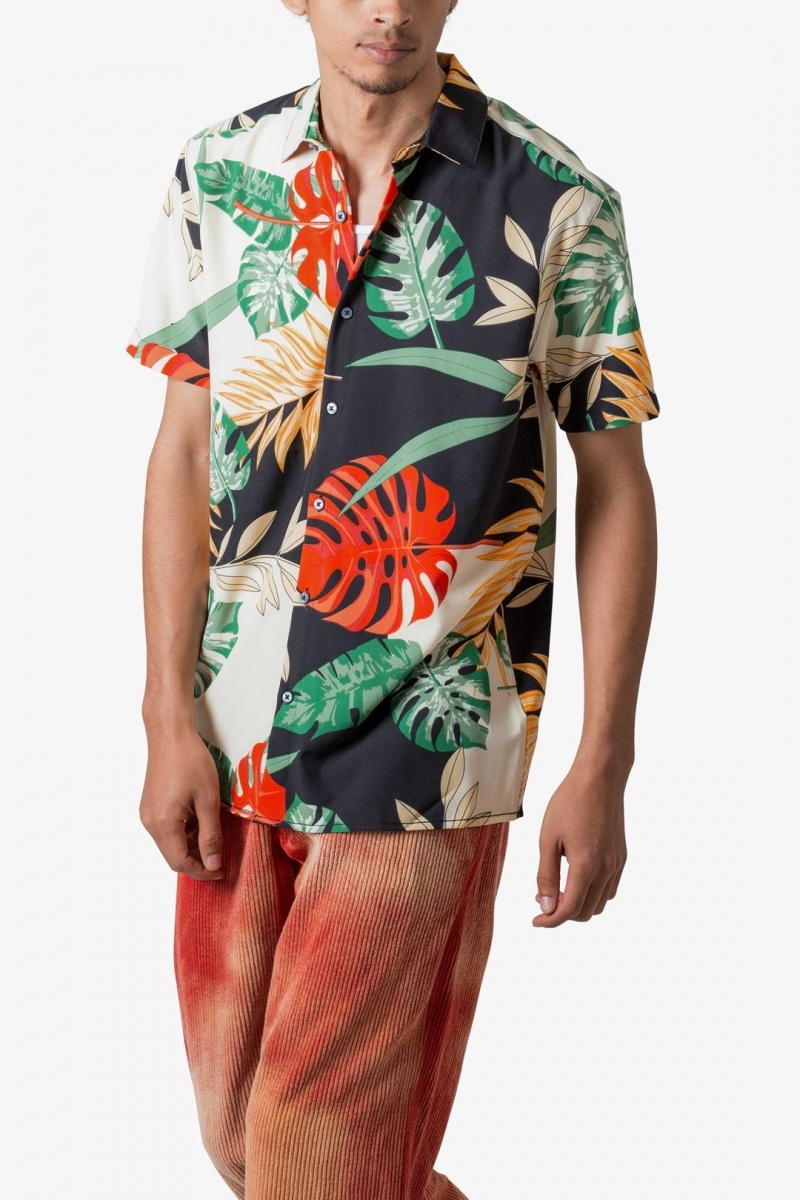 Mnml S/S Button Up Shirt Shirts Tropical Print | FI85-Y7SS