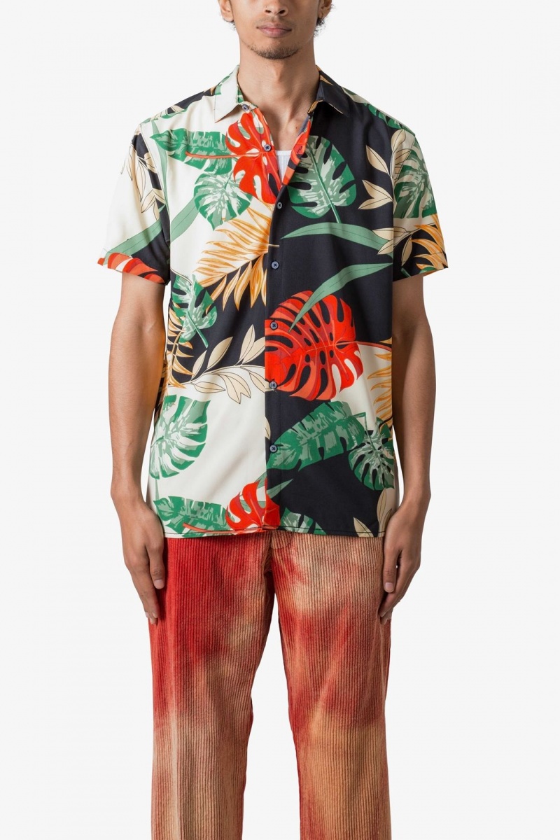 Mnml S/S Button Up Shirt Shirts Tropical Print | FI85-Y7SS