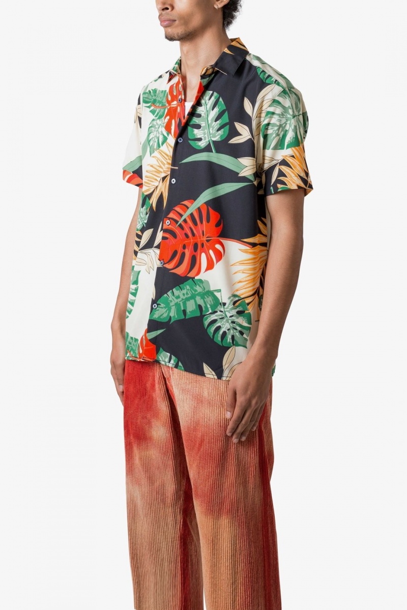 Mnml S/S Button Up Shirt Shirts Tropical Print | FI85-Y7SS