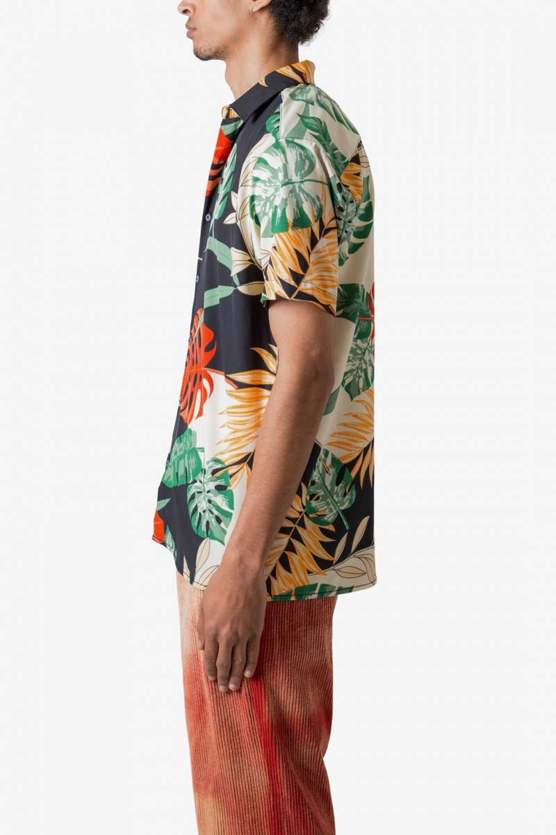 Mnml S/S Button Up Shirt Shirts Tropical Print | FI85-Y7SS