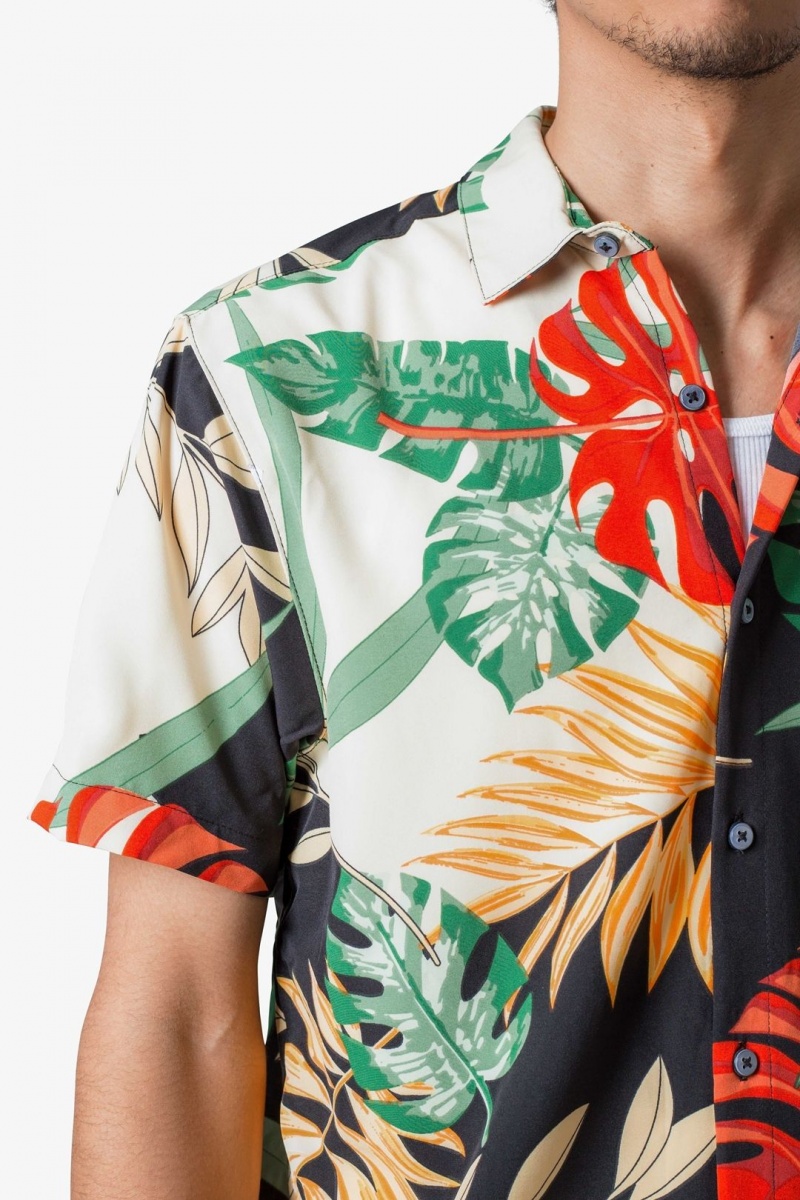 Mnml S/S Button Up Shirt Shirts Tropical Print | FI85-Y7SS