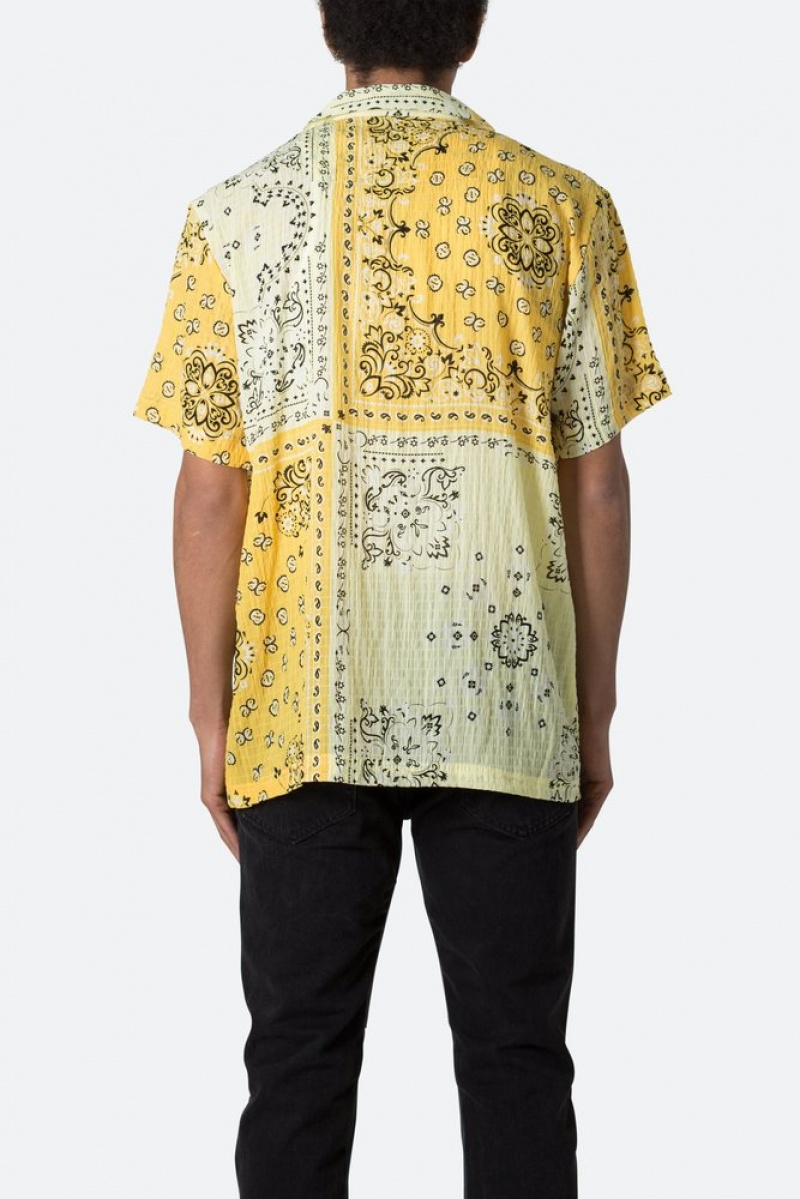 Mnml S/S Button Up Shirt Shirts Yellow Bandana Paisley | NU10-Q2EW