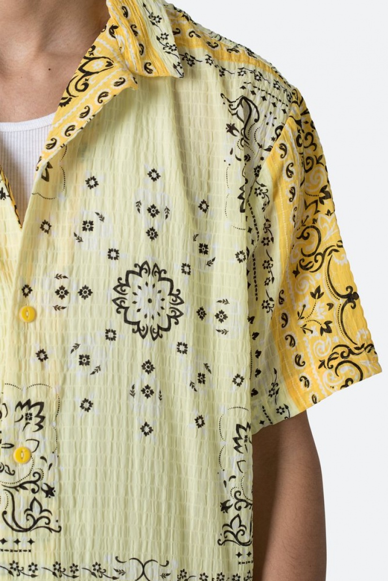 Mnml S/S Button Up Shirt Shirts Yellow Bandana Paisley | NU10-Q2EW