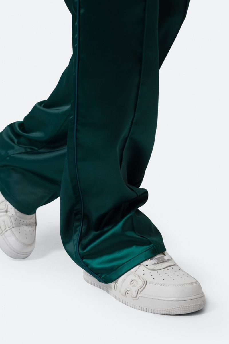 Mnml Satin Stacked Pants Pants & Chinos Green | HY50-K5WD