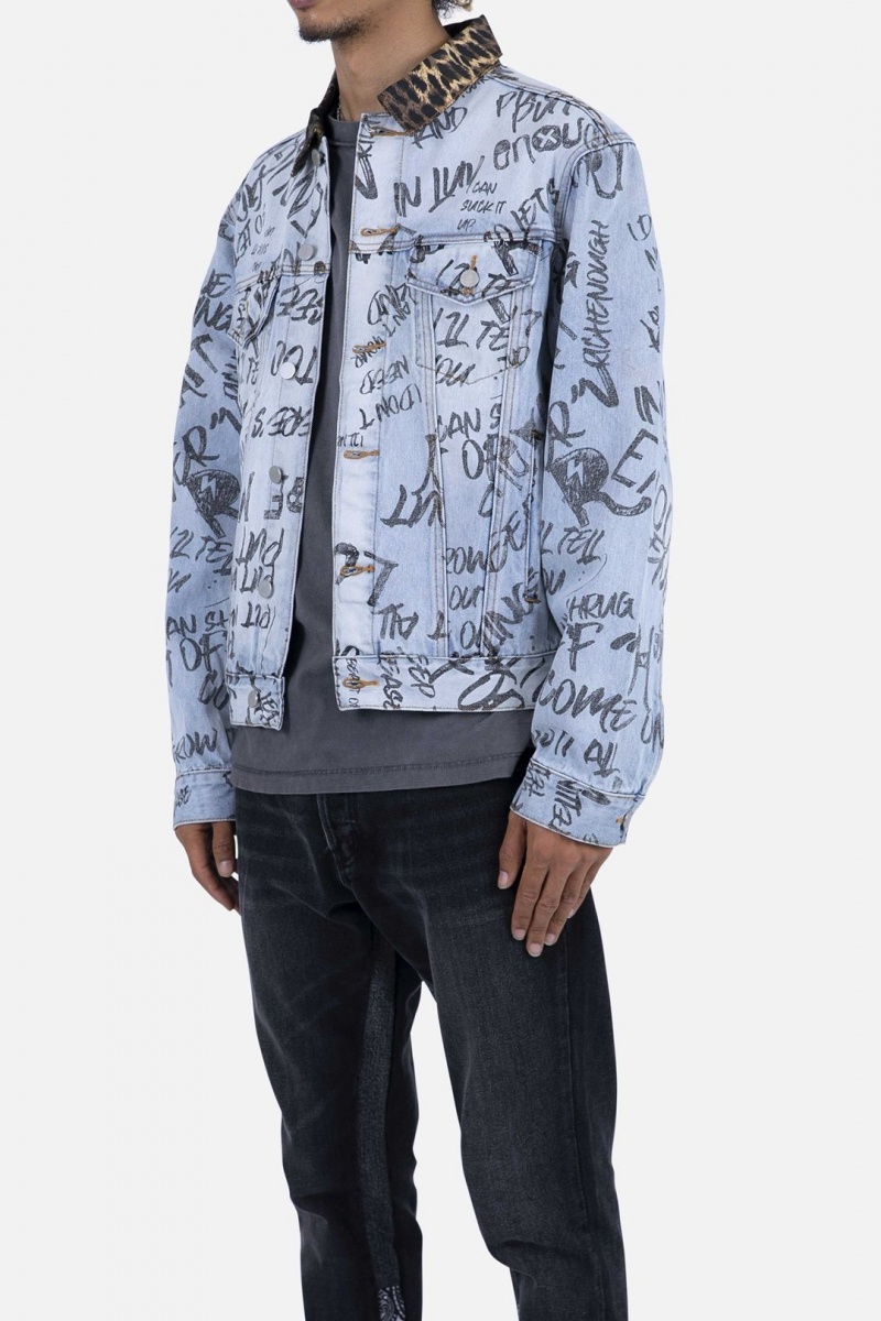 Mnml Scribble Trucker Jacket Jackets Blue | CS38-P7CQ