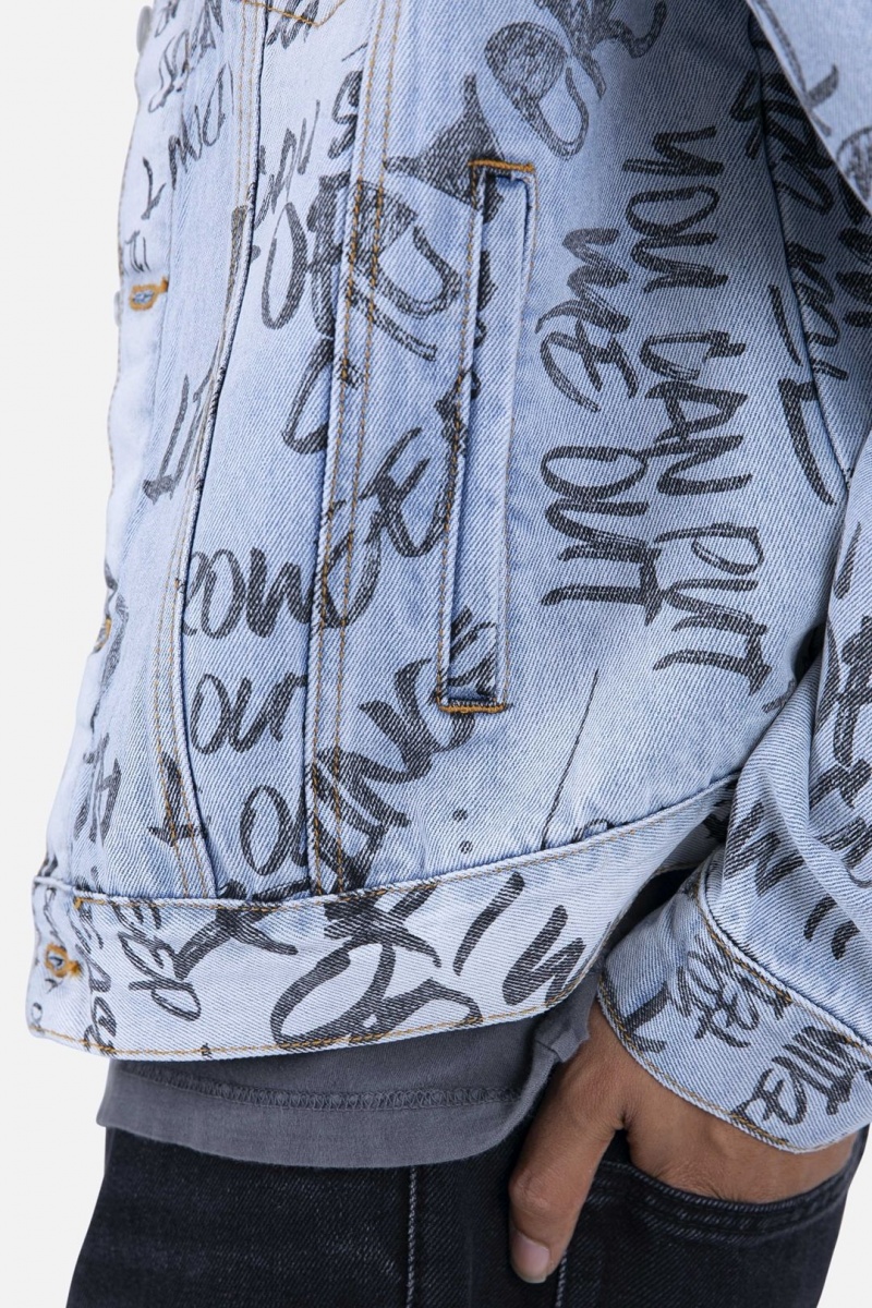 Mnml Scribble Trucker Jacket Jackets Blue | CS38-P7CQ