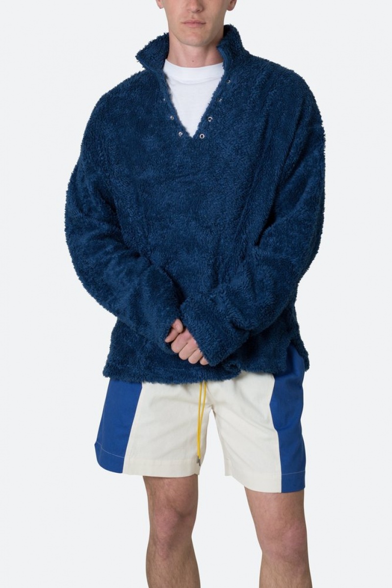 Mnml Sherpa Pullover Sweater Jackets Navy | SM17-S2DI