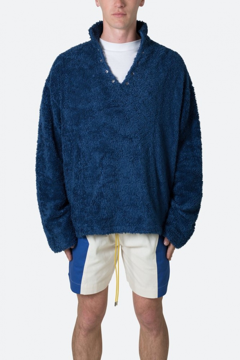 Mnml Sherpa Pullover Sweater Jackets Navy | SM17-S2DI