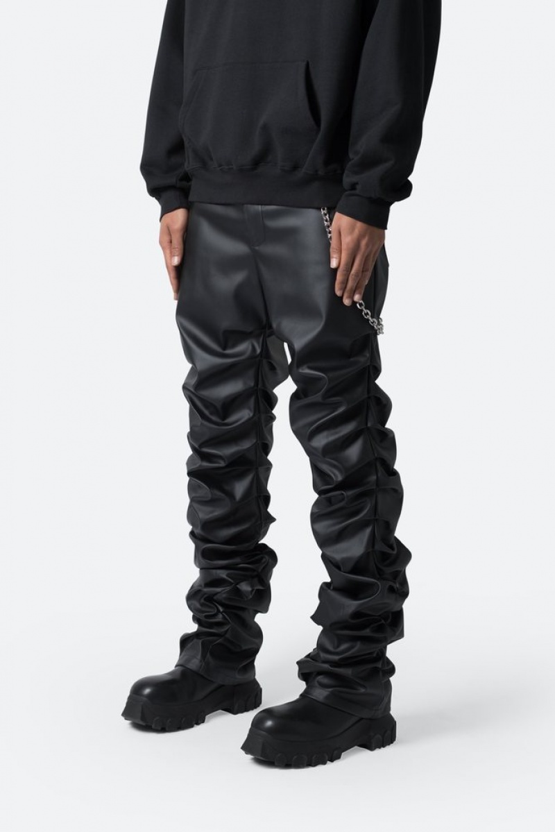 Mnml Stacked Leather Pants Pants & Chinos Black | CF15-Y5WK