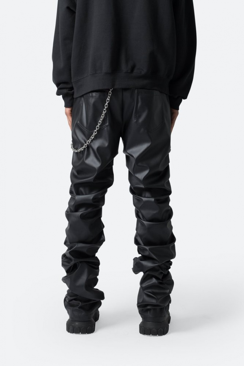 Mnml Stacked Leather Pants Pants & Chinos Black | CF15-Y5WK