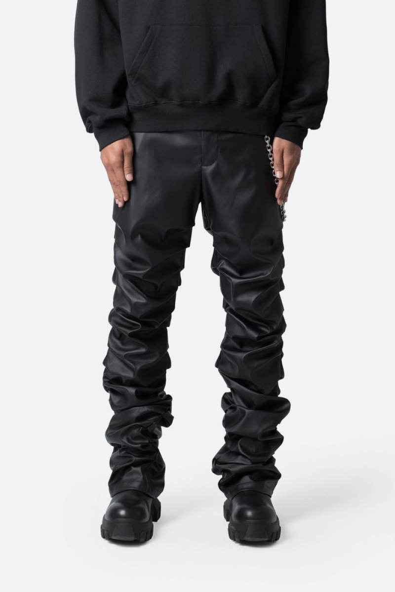 Mnml Stacked Leather Pants Pants & Chinos Black | CF15-Y5WK