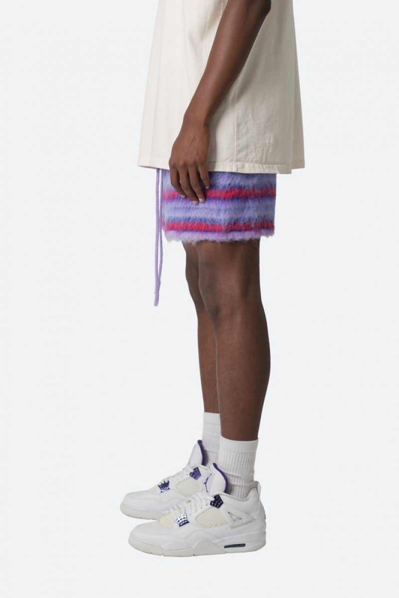 Mnml Striped Mohair Shorts Shorts Purple | RJ84-M7UM