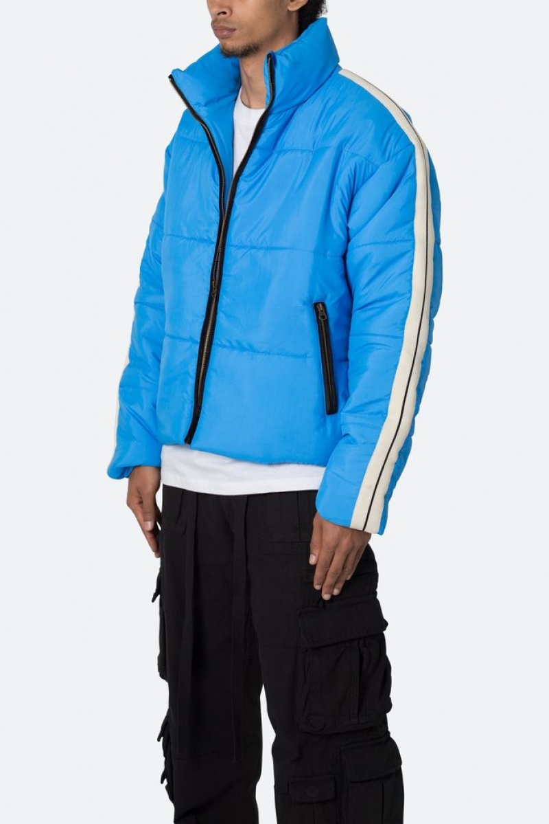 Mnml Striped Puffer Jacket Jackets Blue | FJ57-I8BV