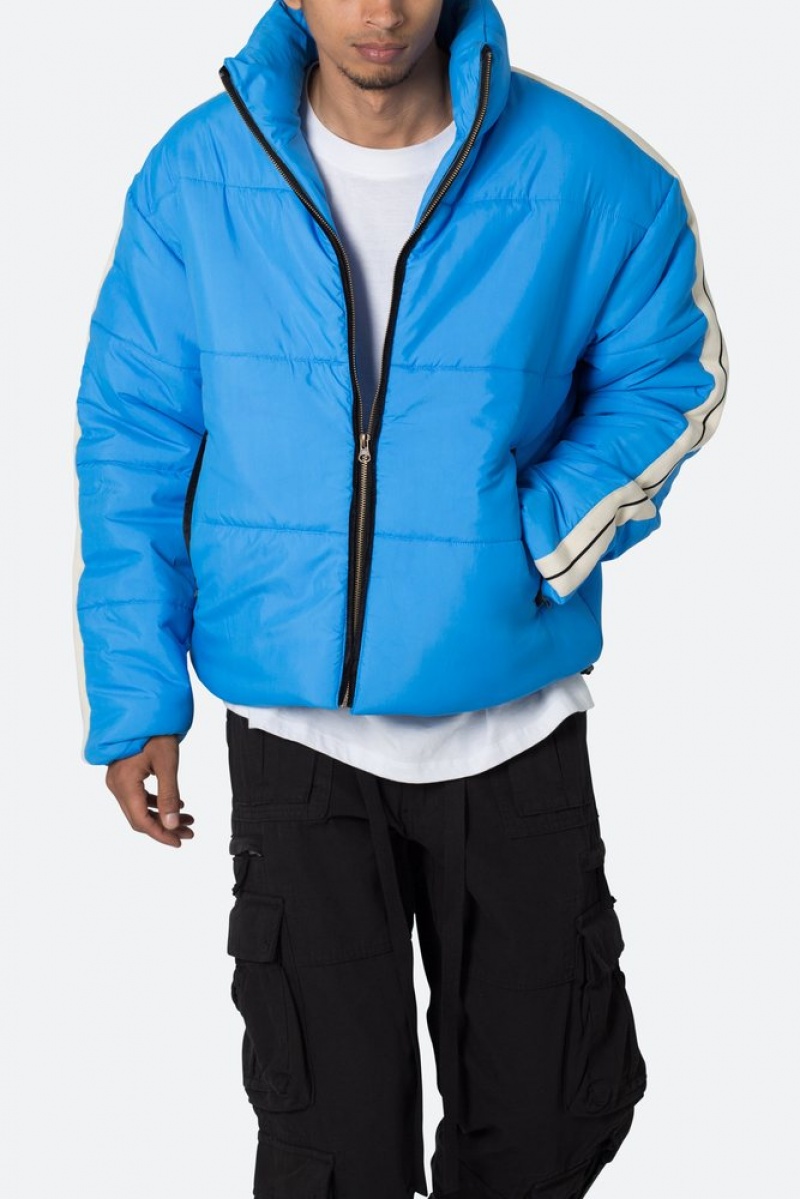 Mnml Striped Puffer Jacket Jackets Blue | FJ57-I8BV