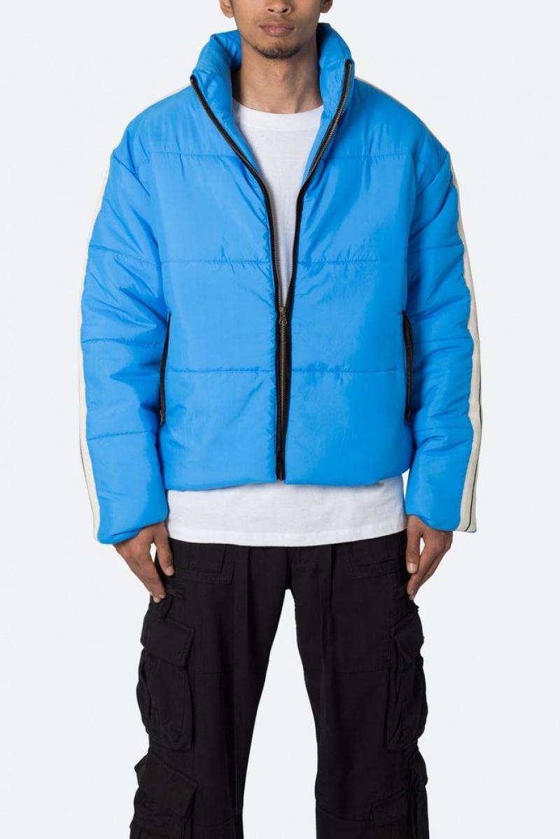 Mnml Striped Puffer Jacket Jackets Blue | FJ57-I8BV