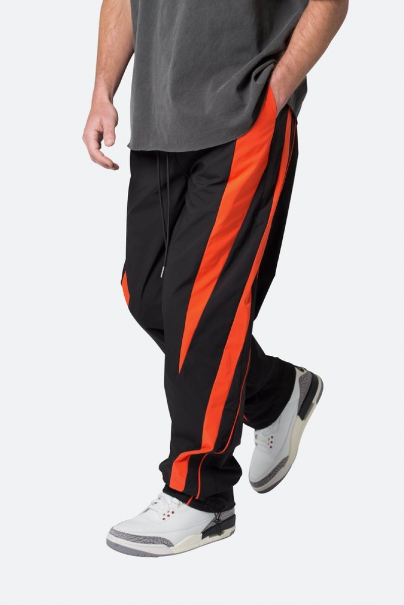 Mnml Striped Track Pants Track Pants Black/Orange | ZO68-D5SL