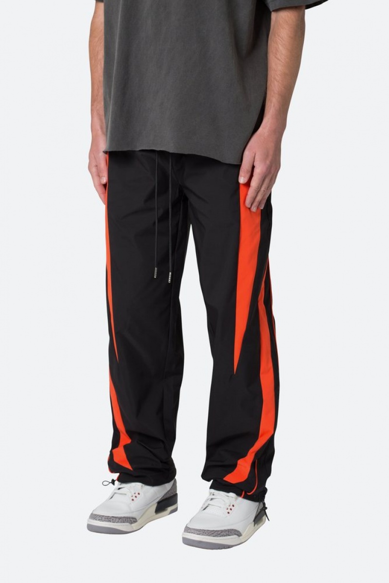 Mnml Striped Track Pants Track Pants Black/Orange | ZO68-D5SL