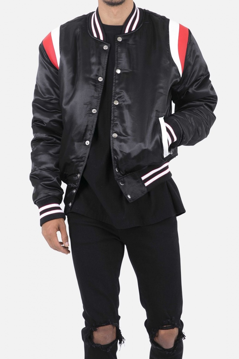 Mnml Teddy Bomber Jacket Jackets Black/Red | FU02-L6HD