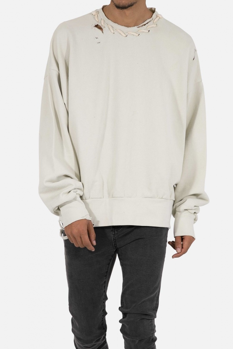 Mnml Threaded Collar Crewneck Sweatshirts Off White | SS72-H3EL