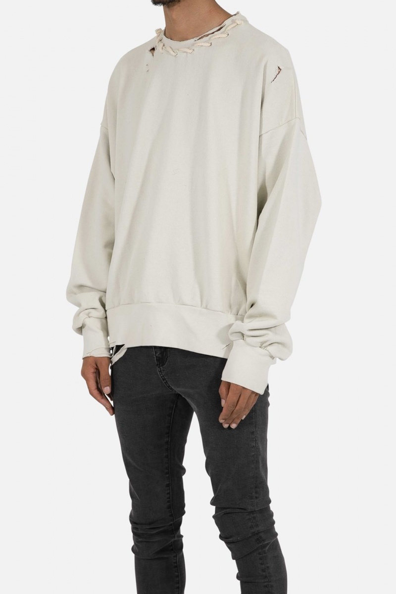 Mnml Threaded Collar Crewneck Sweatshirts Off White | SS72-H3EL