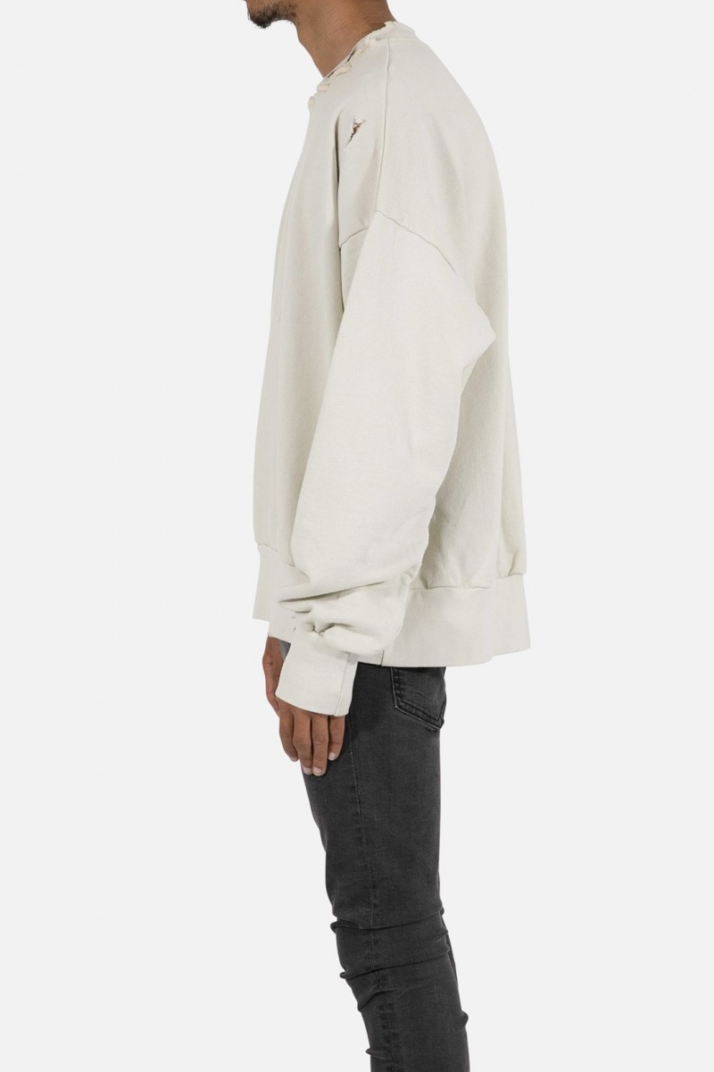 Mnml Threaded Collar Crewneck Sweatshirts Off White | SS72-H3EL