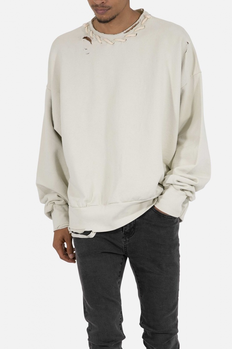 Mnml Threaded Collar Crewneck Sweatshirts Off White | SS72-H3EL