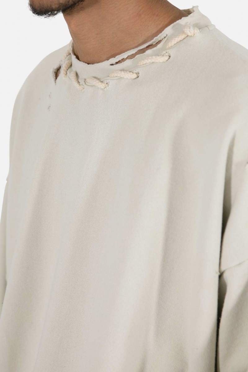 Mnml Threaded Collar Crewneck Sweatshirts Off White | SS72-H3EL