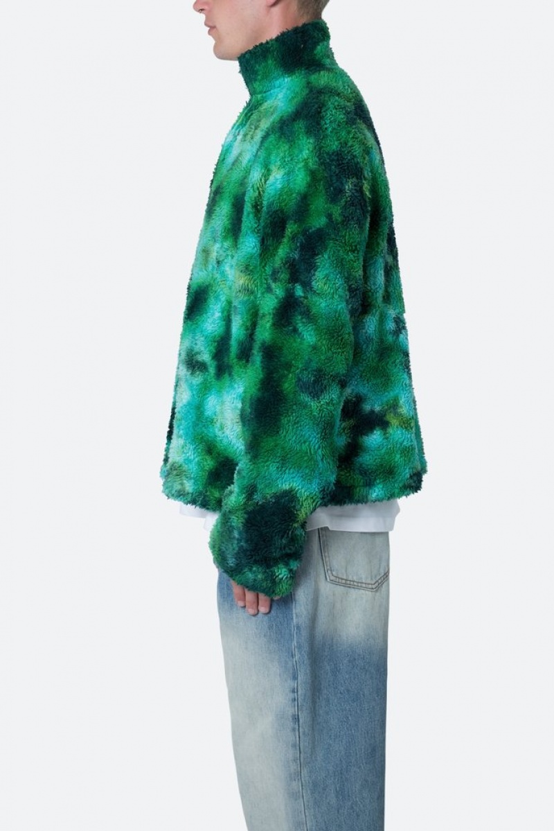 Mnml Tie Dye Sherpa Pullover Sweater Sweatshirts Green | WR80-Y3JO