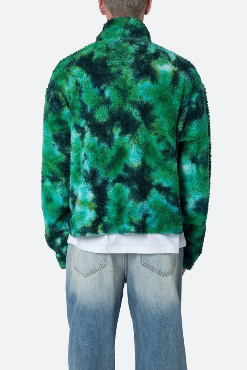 Mnml Tie Dye Sherpa Pullover Sweater Sweatshirts Green | WR80-Y3JO