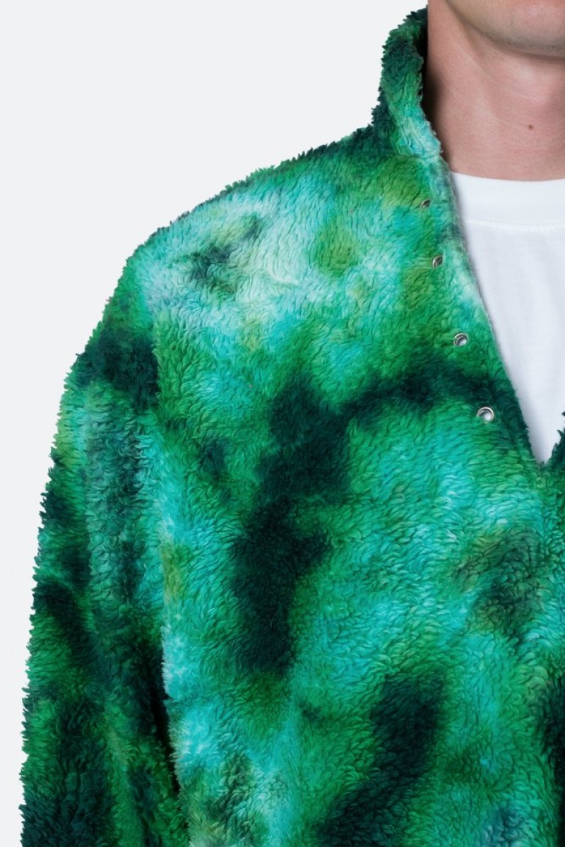 Mnml Tie Dye Sherpa Pullover Sweater Sweatshirts Green | WR80-Y3JO