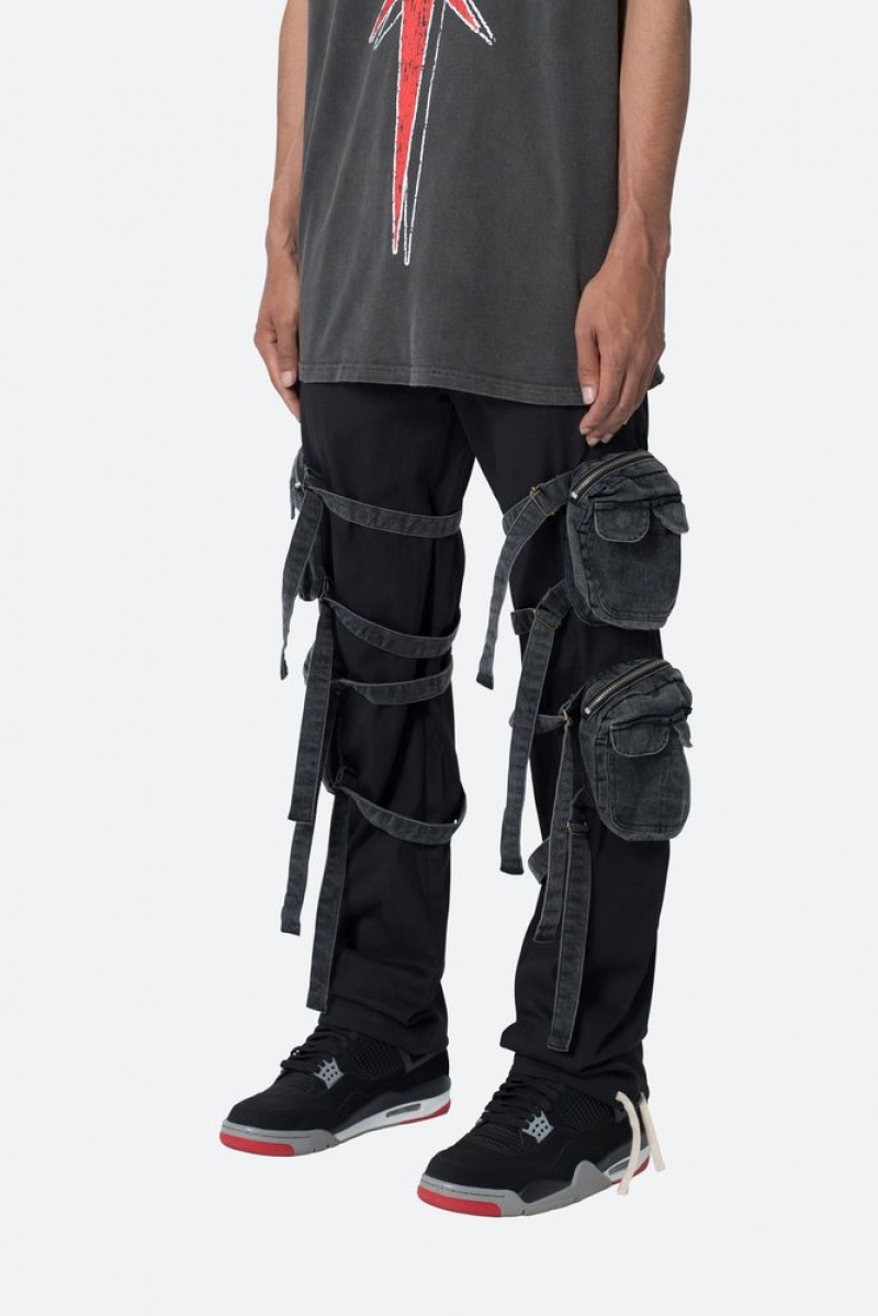 Mnml Twill Strapped Cargo Pants Cargos Black | ML75-T0YF