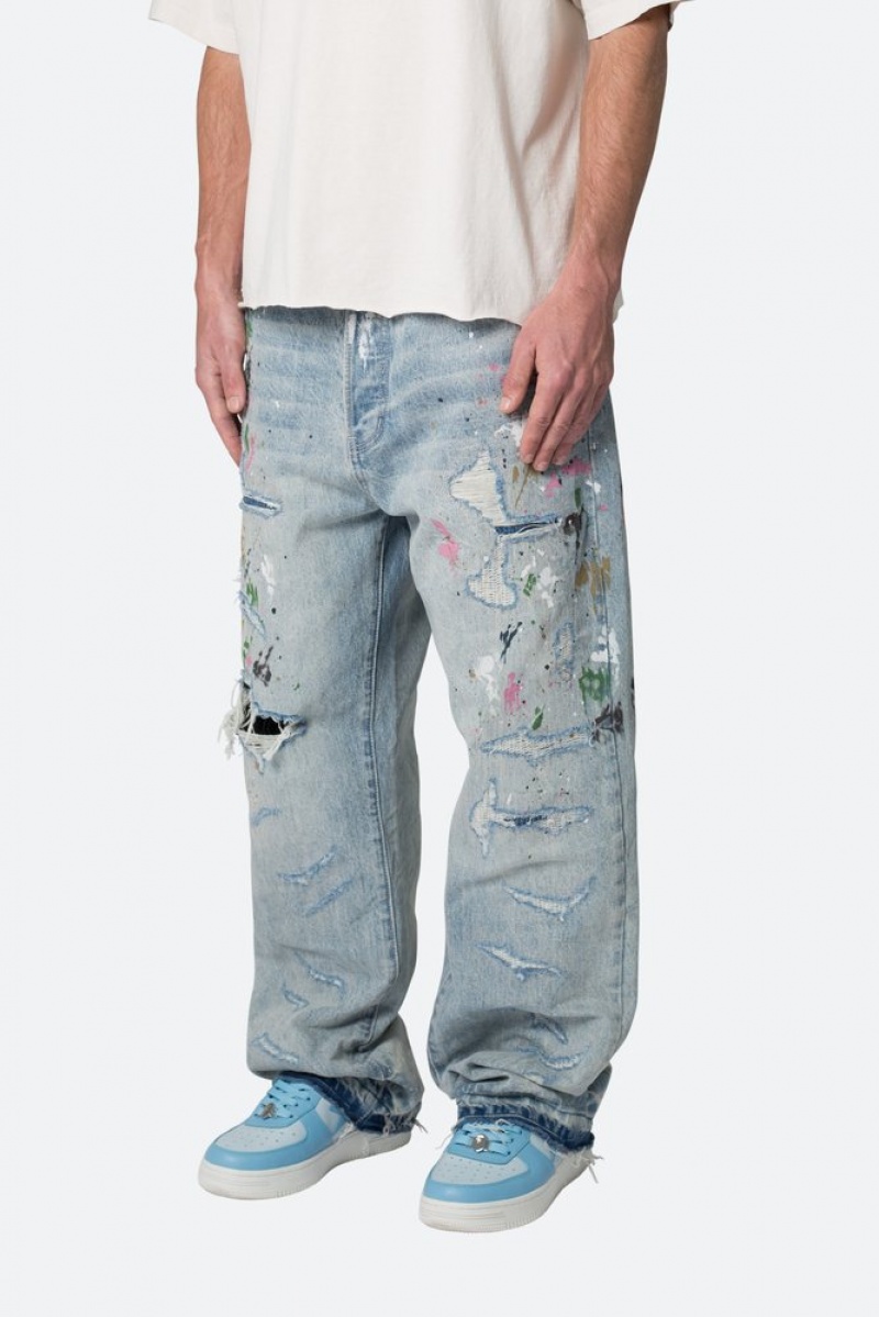 Mnml Ultra Baggy Paint Denim Baggy Denim Blue | MZ50-Q8SD