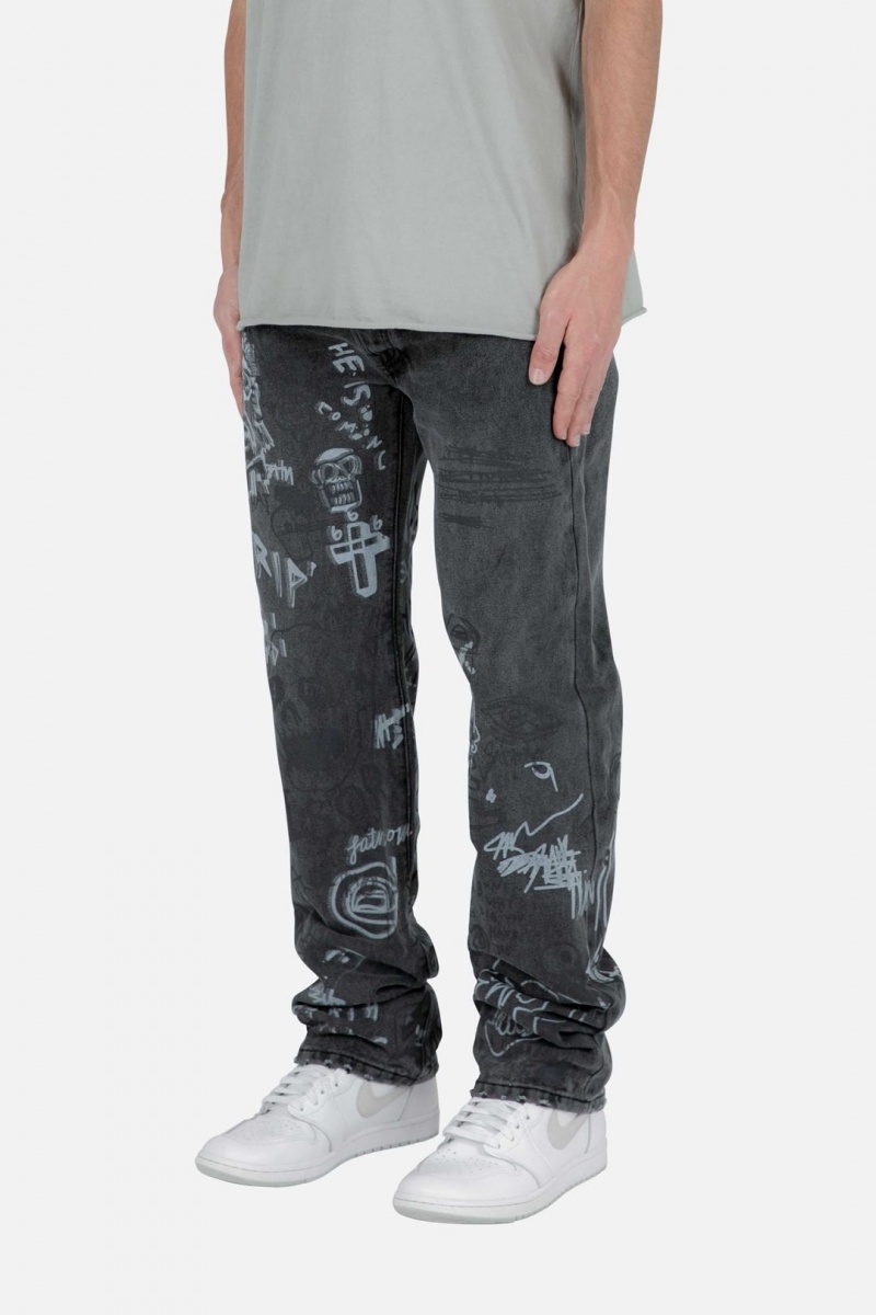 Mnml V443 Terry Grave Baggy Denim Baggy Denim Black | JJ59-R4PV