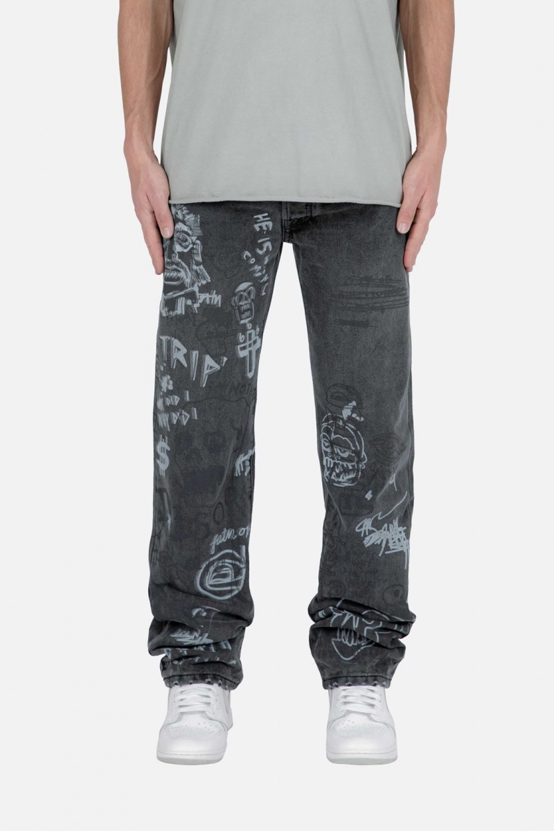 Mnml V443 Terry Grave Baggy Denim Baggy Denim Black | JJ59-R4PV