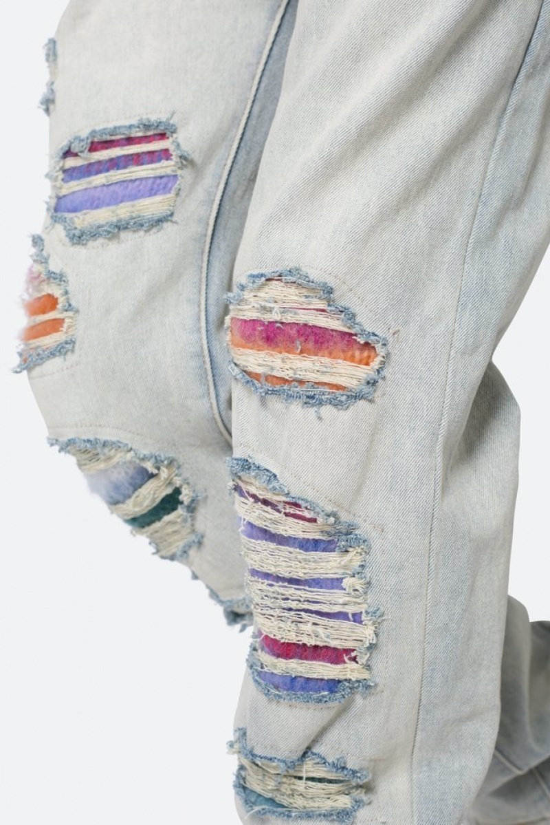 Mnml V520 Mohair Patch Denim Baggy Denim Multi | IS10-R8QS