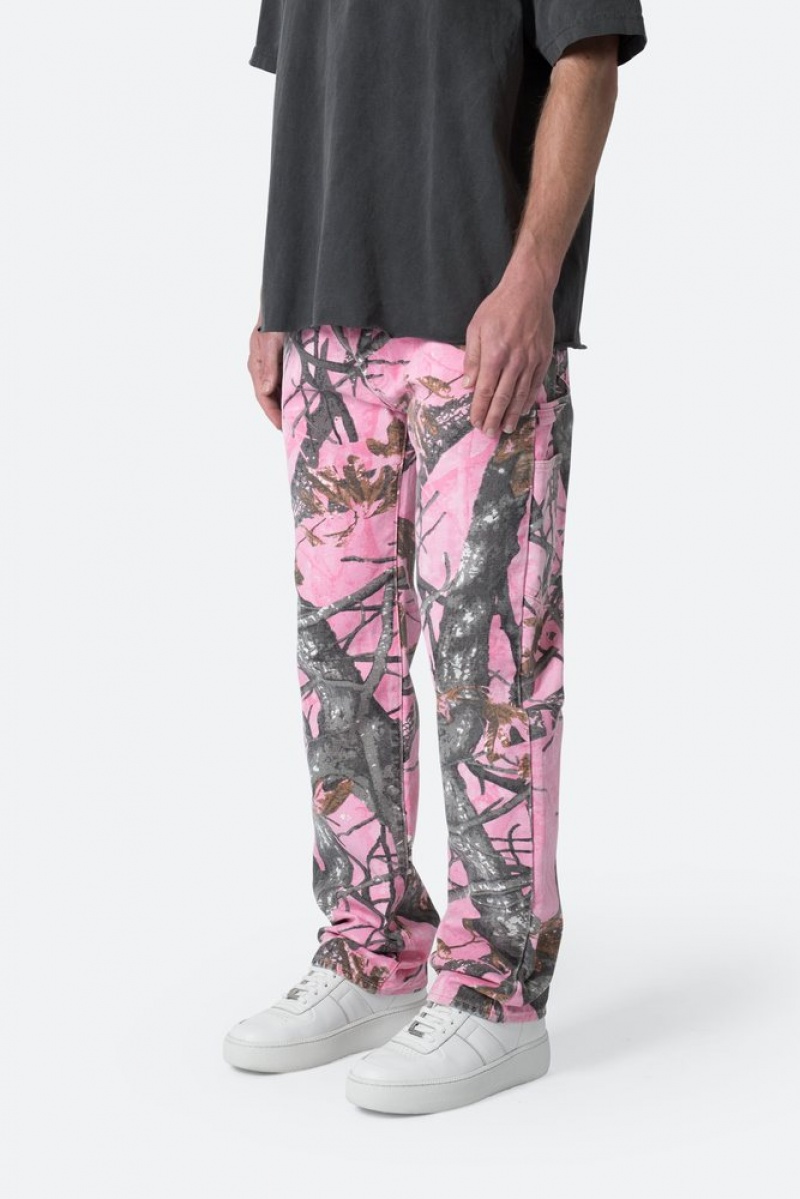 Mnml V603 Camo Carpenter Pants Baggy Denim Pink | VA71-J4NT