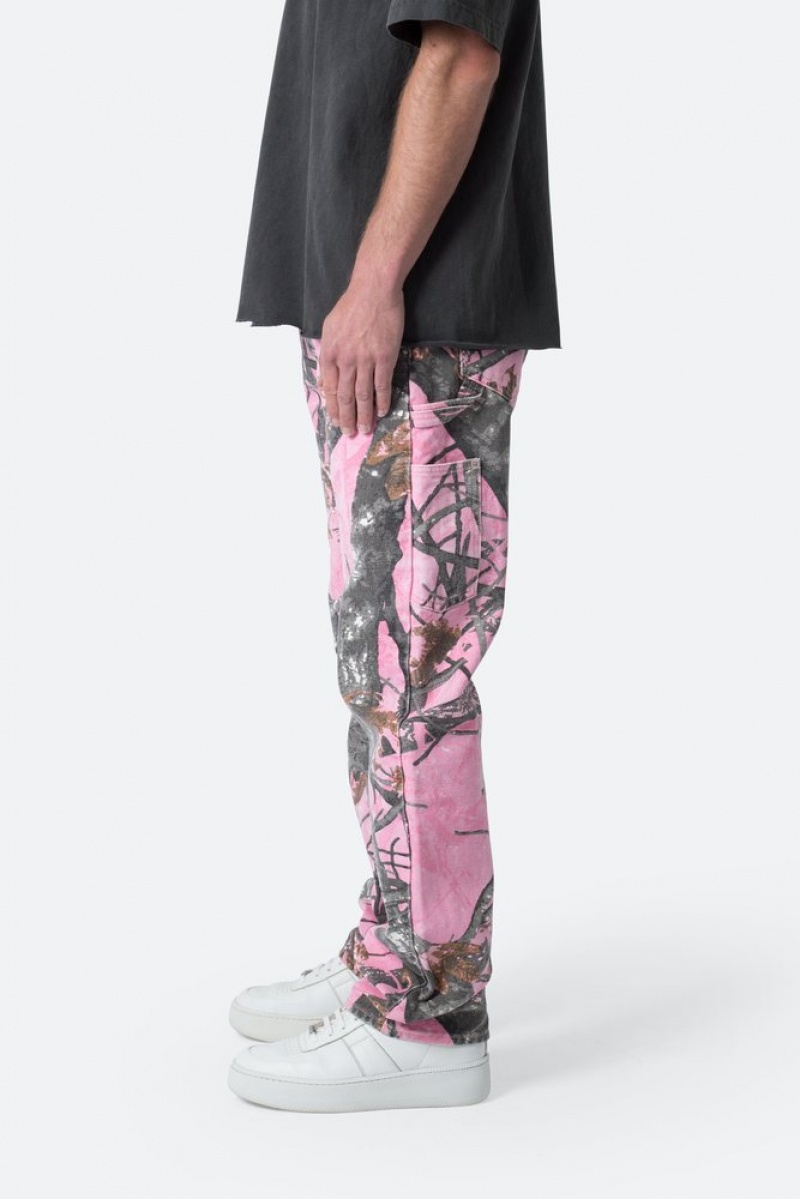 Mnml V603 Camo Carpenter Pants Baggy Denim Pink | VA71-J4NT