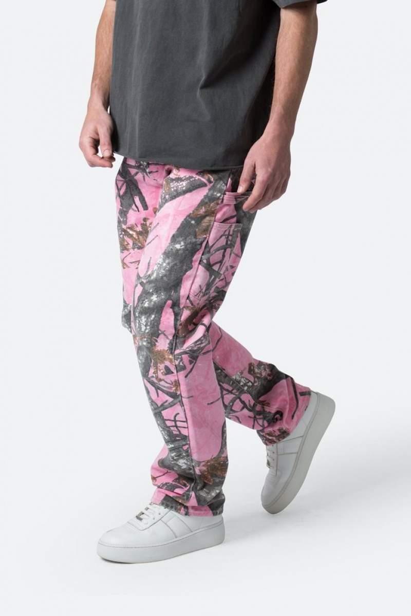 Mnml V603 Camo Carpenter Pants Baggy Denim Pink | VA71-J4NT