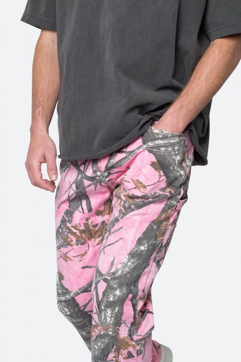 Mnml V603 Camo Carpenter Pants Baggy Denim Pink | VA71-J4NT