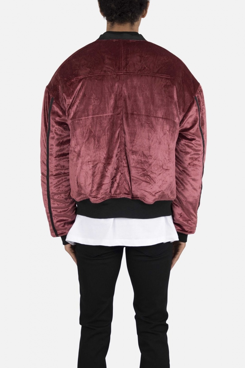 Mnml Velour Bomber Jacket Jackets Burgundy | HJ06-U0IZ