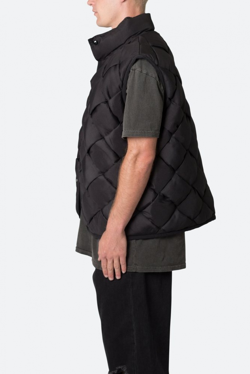 Mnml Woven Puffer Vest Jackets Black | XO94-D8OY