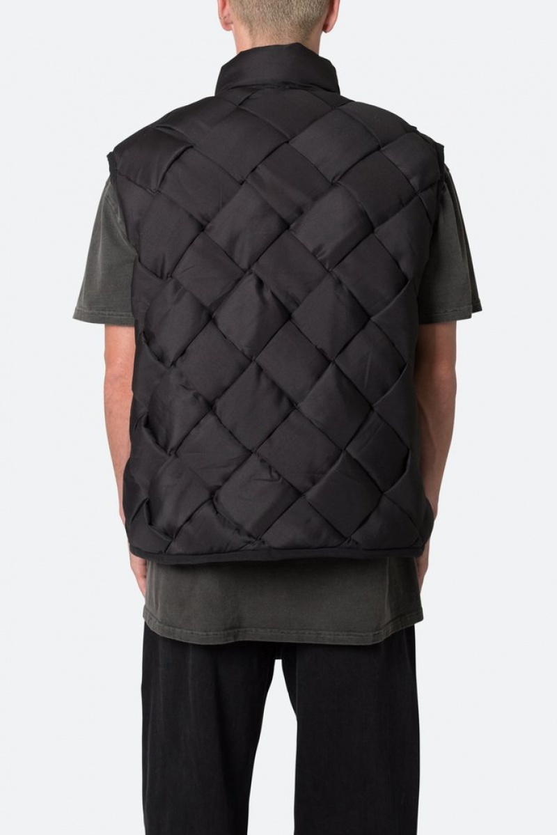 Mnml Woven Puffer Vest Jackets Black | XO94-D8OY