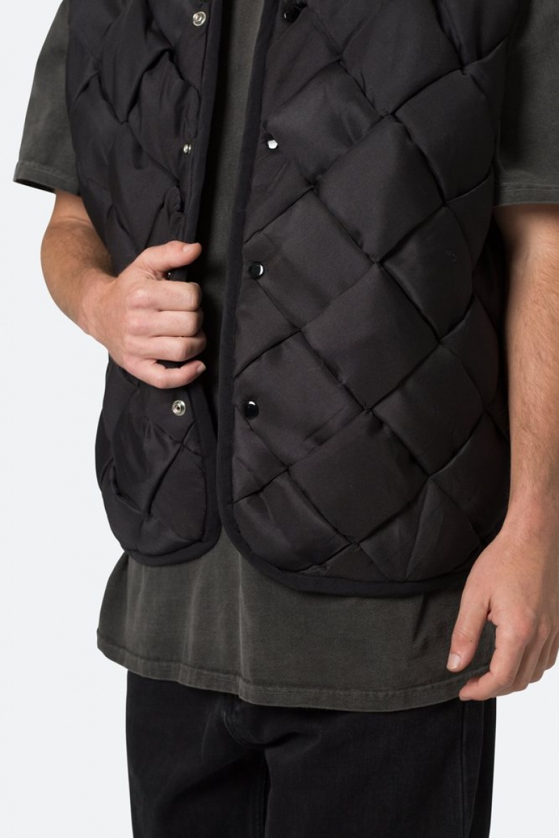 Mnml Woven Puffer Vest Jackets Black | XO94-D8OY