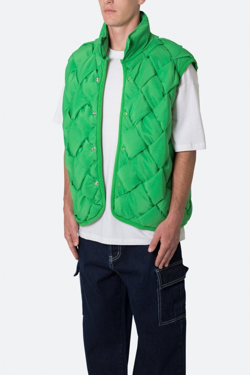 Mnml Woven Puffer Vest Jackets Green | GD24-D2YK