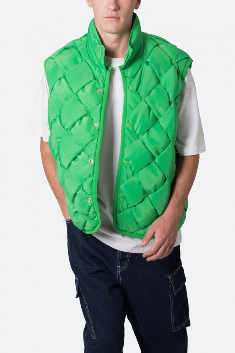 Mnml Woven Puffer Vest Jackets Green | GD24-D2YK