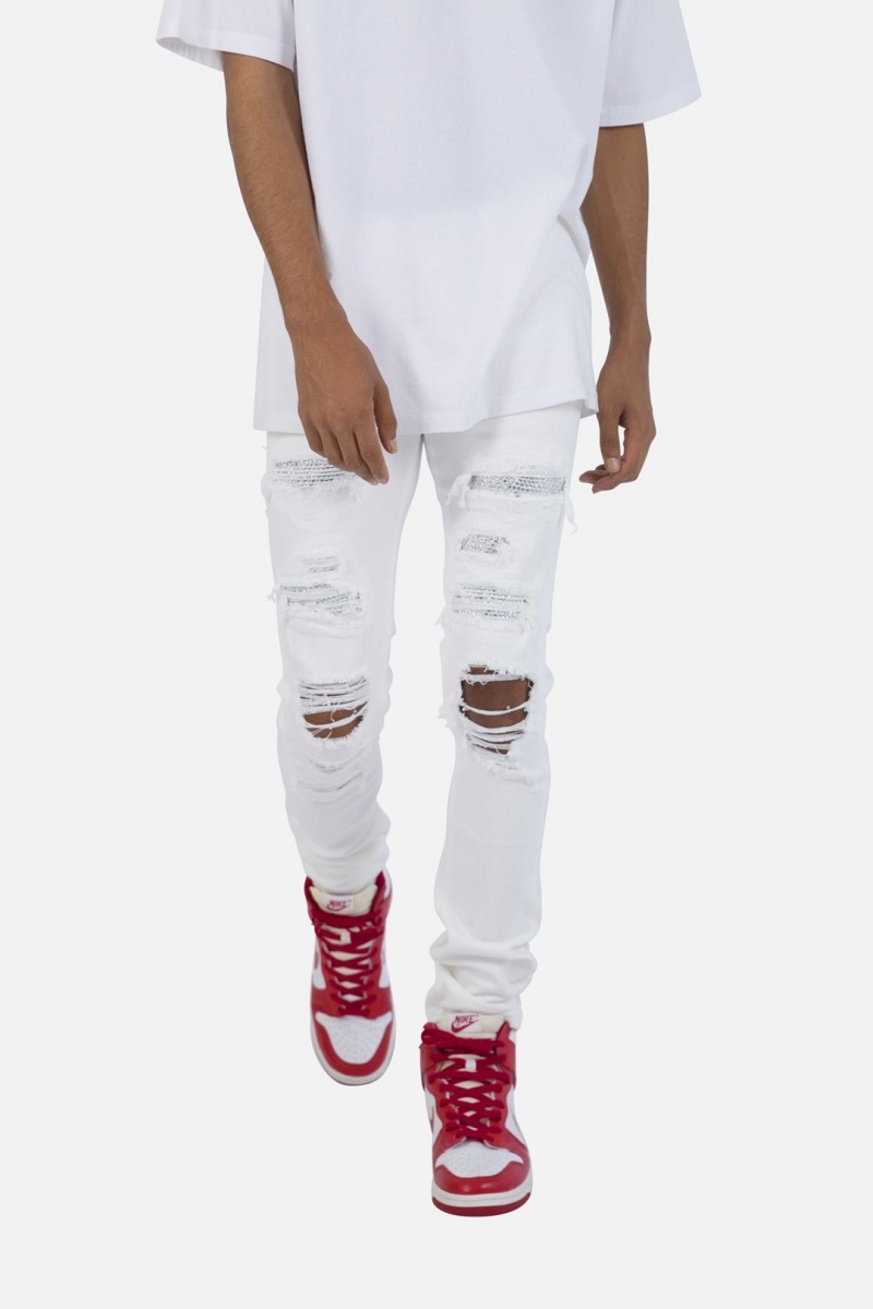 Mnml X201 Rhinestone Skinny Denim Skinny Denim White | UN42-B2MF