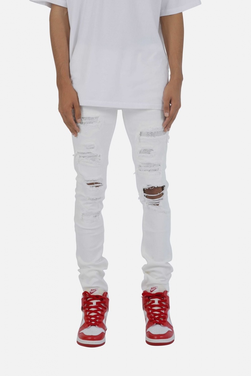 Mnml X201 Rhinestone Skinny Denim Skinny Denim White | UN42-B2MF